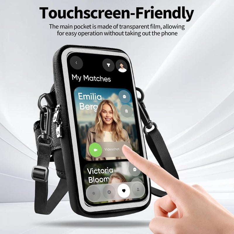 Kebrela Phone Holder for Running, Walking & Workout, Cell Phone Armband with Carabiner, Clear Crossbody Phone Pouch Purse with Adjustable Lanyard for iPhone and Android - Suitable for Women and Men - Image 3